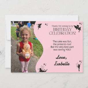 Rosa Fairy Födelsedagsfest - tackkort Tack Kort