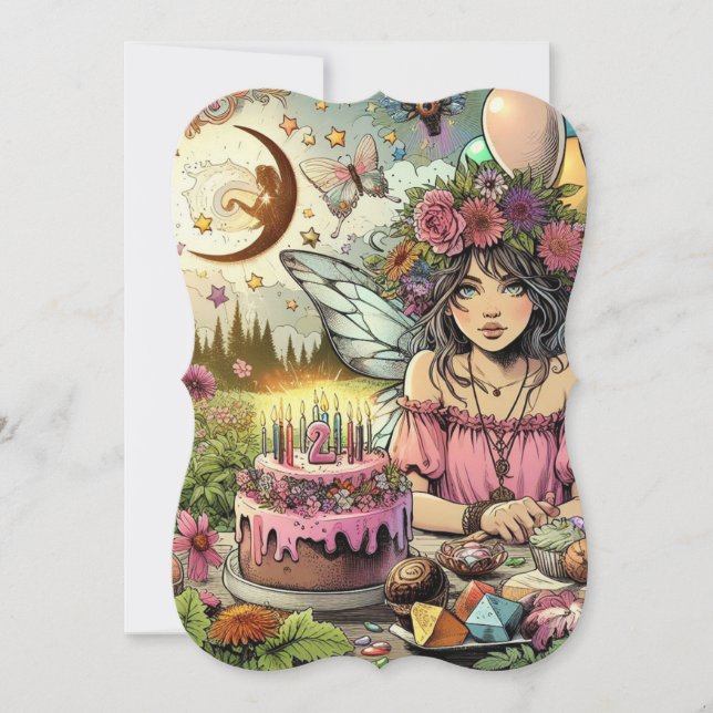 Rosa Fairy Girl Magic Birthday Card (Framsida)