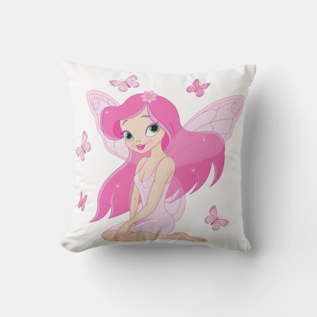 Rosa Fairy Illustration Dekorativ kudde (Framsida)