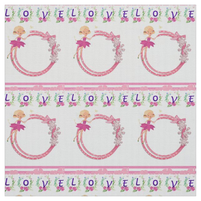 Rosa Fairy Kärlek Hearts Blommigt Fabric Tyg (Provkarta)