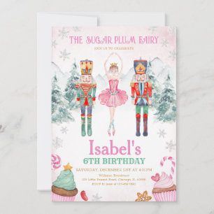 Rosa Fairy Nutcracker Birthday Winter Inbjudningar