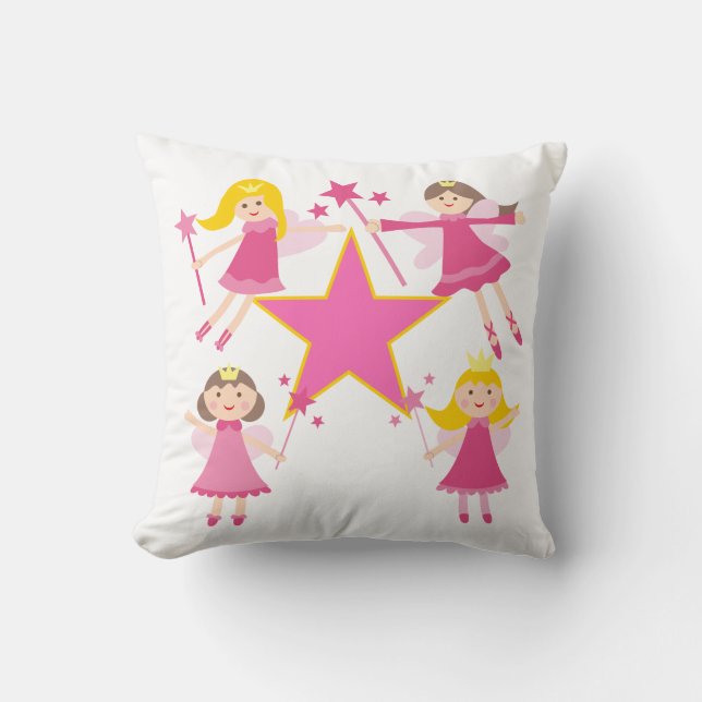 Rosa Fairy Princesses Pillow Kudde (Framsida)