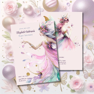 Rosa Fairy Tale Princess Ro Girls Baby Shower Inbjudningar