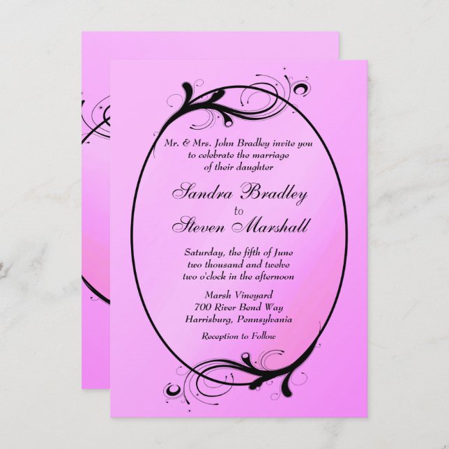 Rosa Fairytale bröllopsinbjudan Inbjudningar (Fram/baksida)