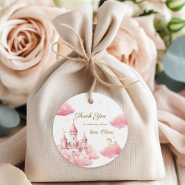 Rosa Fairytale Castle Party Girl Birthday Gåvor Etiketter