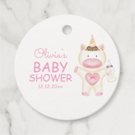 Rosa Fairytale Unicorn Flaska Baby Shower Gåvor Etiketter