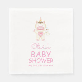Rosa Fairytale Unicorn Flaska Baby Shower Pappersservett