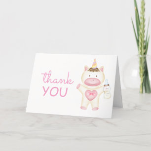Rosa Fairytale Unicorn Flaska Baby Shower Tack Kort