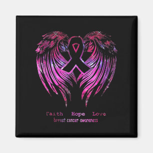 Rosa Faith Hope Kärlek Vingar Breast Cancer Awaren Magnet