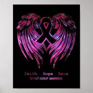 Rosa Faith Hope Kärlek Vingar Breast Cancer Awaren Poster