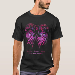 Rosa Faith Hope Kärlek Vingar Breast Cancer Awaren T Shirt