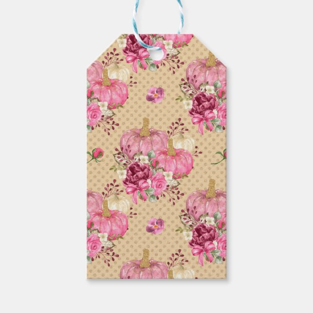 ROSA FALL AUTUMN PUMPKINS & VATTERFÄRGFLÖDEN PRESENTETIKETT (Framsidan)