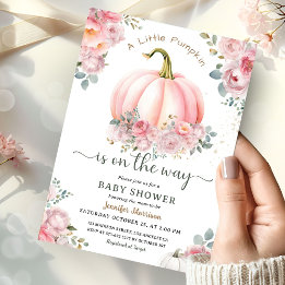 Rosa Fall Baby Shower Inbjudningar