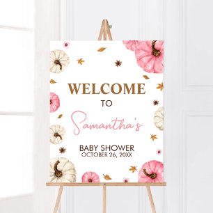 Rosa Fall Little Pumpkin Baby Shower Välkommen Poster