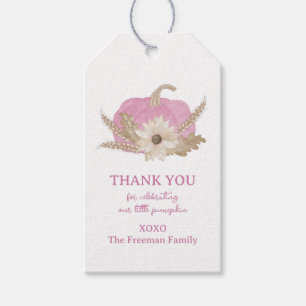 Rosa Fall Pumpkin Fall Gift-Märkre Presentetikett