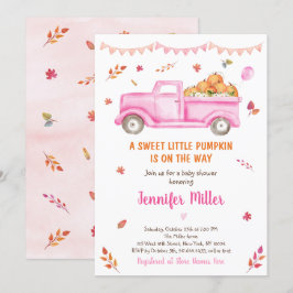 Rosa Fall Pumpkin Lastbil Baby Shower-inbjudan Inbjudningar