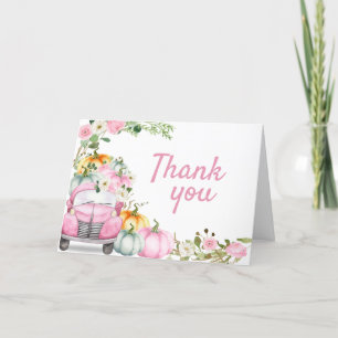 Rosa Fall Pumpkin Lastbil Baby Shower Tack Kort