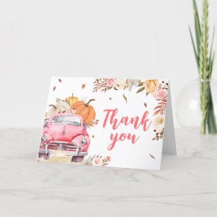 Rosa Fall Pumpkin Lastbil Baby Shower Tack Kort