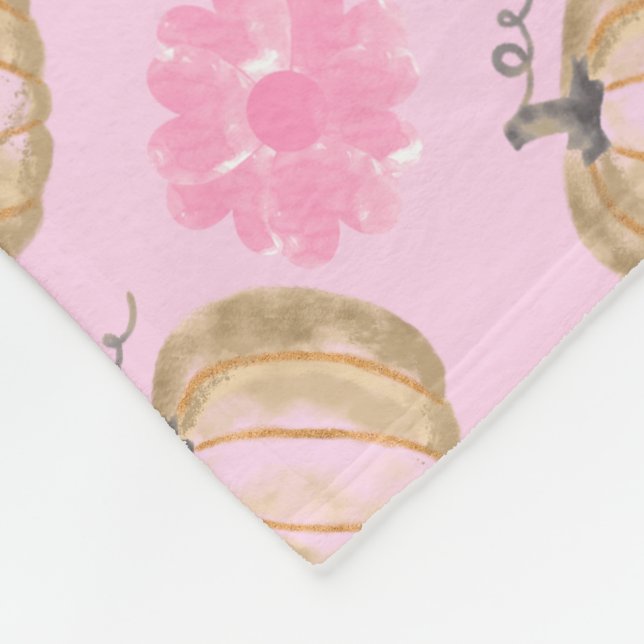 Rosa Fall Pumpkins and Flowers Fleecefilt (Hörn)