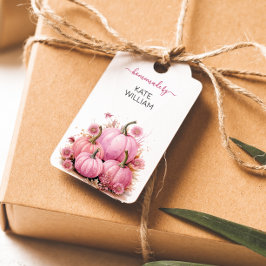 Rosa Fall-temaetikett för hemgjorda objekt Presentetikett