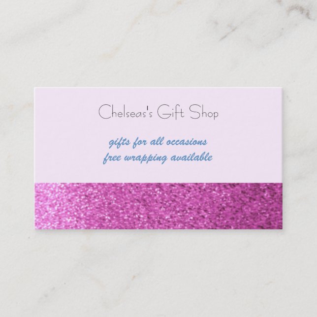 Rosa Fals Glitter Boutique Visitkort (Framsida)