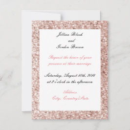 Rosa Fals Glitter Bröllopsinbjudan Inbjudningar