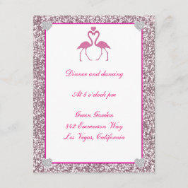 Rosa fals glitter Flamingo Bröllopsmottagning Kort