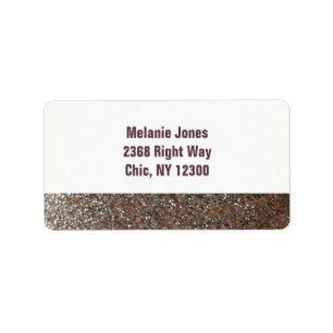 Rosa Fals Glitter Ny Adress Adressetikett