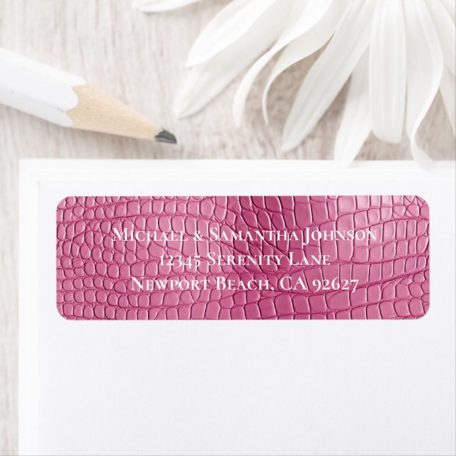 Rosa falsk alligator djur vigsel bröllopsdusch returadress etikett (Insitu)