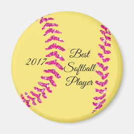 Rosa falskt glitter Softbollssöm Magnet