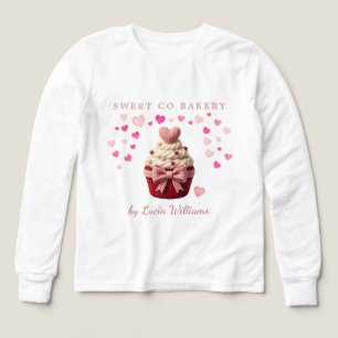 Rosa falsvirkad Cupcake Affärsbageri T-shirt 