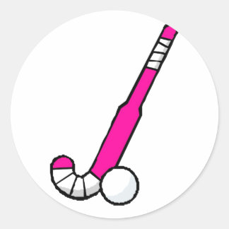 Rosa Fält Hockey Stick Runt Klistermärke