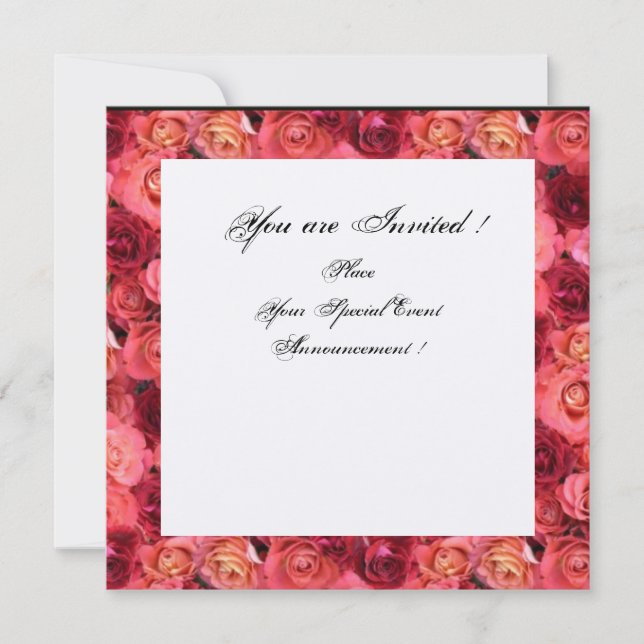 ROSA FÄLT MONOGRAM,Rosa,Röd Svart Vitt Champagne Inbjudningar (Framsida)