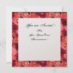 ROSA FÄLT MONOGRAM,Rosa,Röd Svart Vitt Champagne Inbjudningar