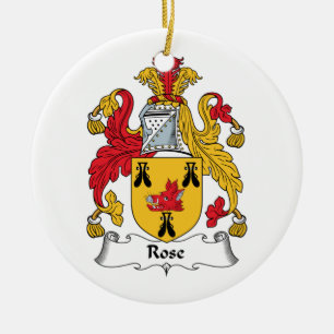 Rosa familjvapensköld julgransprydnad keramik
