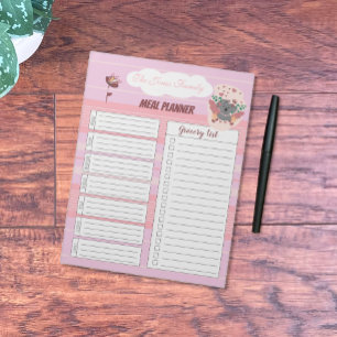 Rosa Family Meal Planner Anteckningsblock med Koal