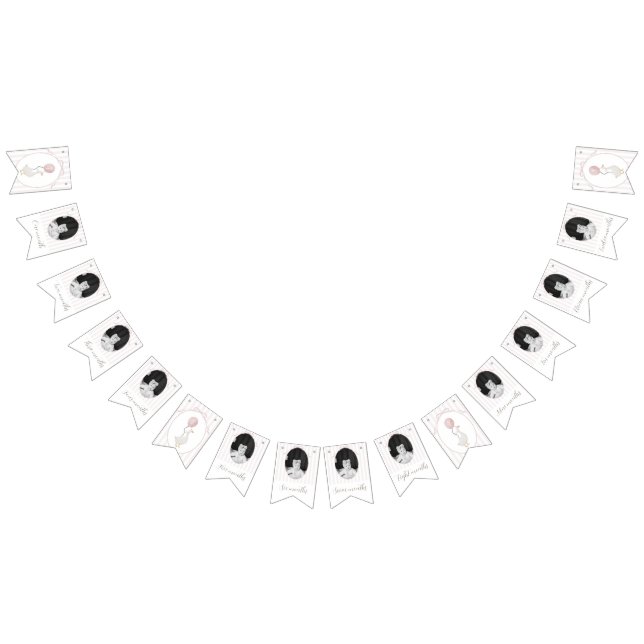 Rosa Fånig går 12 månaders fotobanderoll Vimplar (Alla)