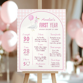 Rosa Fånig Goose Balloon Birthday Milestone Sign Poster