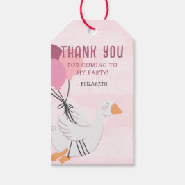 Rosa Fånig Goose Birthday Favor Presentetikett