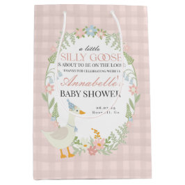 Rosa Fånig Goose Blommigt Gingham Baby Shower-favo