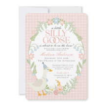 Rosa Fånig Goose Blommigt Gingham Baby Shower