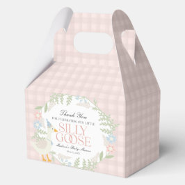 Rosa Fånig Goose Blommigt Gingham Baby Shower Presentaskar