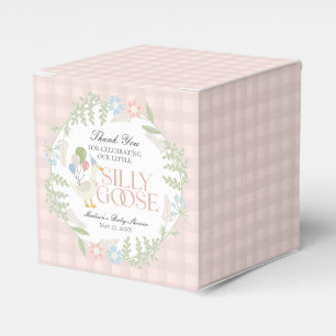 Rosa Fånig Goose Blommigt Gingham Baby Shower Presentaskar