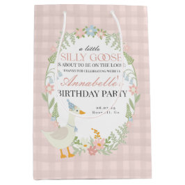 Rosa Fånig Goose Blommigt Gingham Birthday Favor