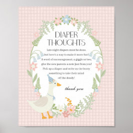 Rosa Fånig Goose Blommigt Gingham Diaper Thouaper Poster