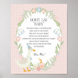 Rosa Fånig Goose Blommigt Gingham Dont Säg Baby Ga Poster