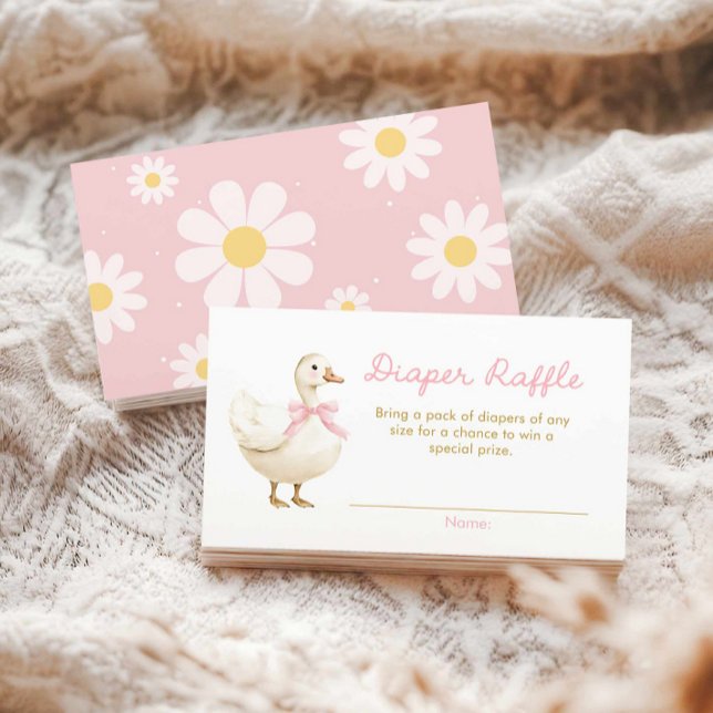Rosa Fånig Goose Girl Diaper Raffle Tilläggskort (Silly Goose Pink Girl Baby shower Diaper Raffle Card)