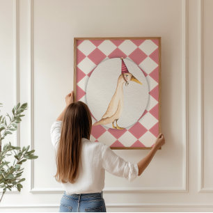 Rosa Fånig Goose Nursery Wall Art Print Poster