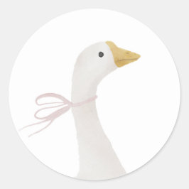 Rosa Fånig Goose Sticker Runt Klistermärke