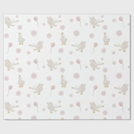 Rosa Fånig Goose Wrapping Papper Presentpapper